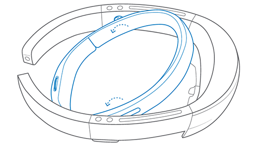 Diagram of HoloLens (1st gen) headband rotation.
