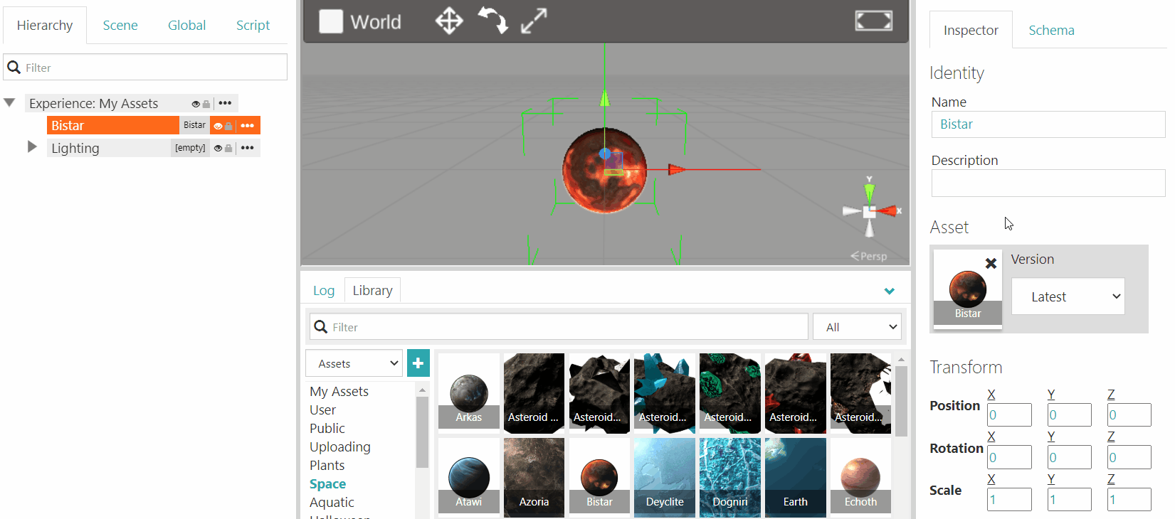 Click X on planet thumbnail.  Planet disappears from canvas.