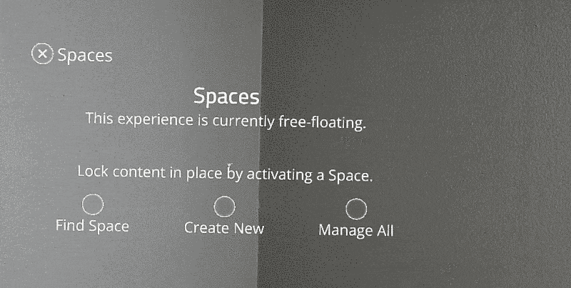 List of available spaces in HoloLens.